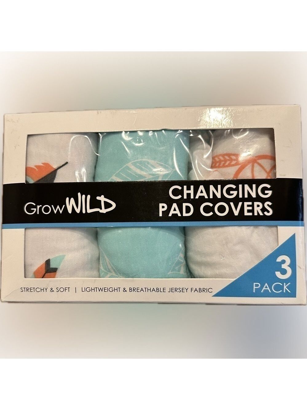 Grow Wild - New Changing Pad Covers Soft & Stretchy 3 pack - Feathers designs